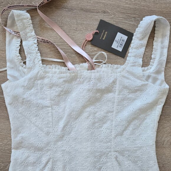 HOUSE OF CB Juana Broderie Anglaise Corset Top White Medium Button Front NWT - Picture 12 of 17